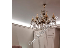 Люстра Бронзовая 017 (с чашами) 8 ламп - фото в интерьере